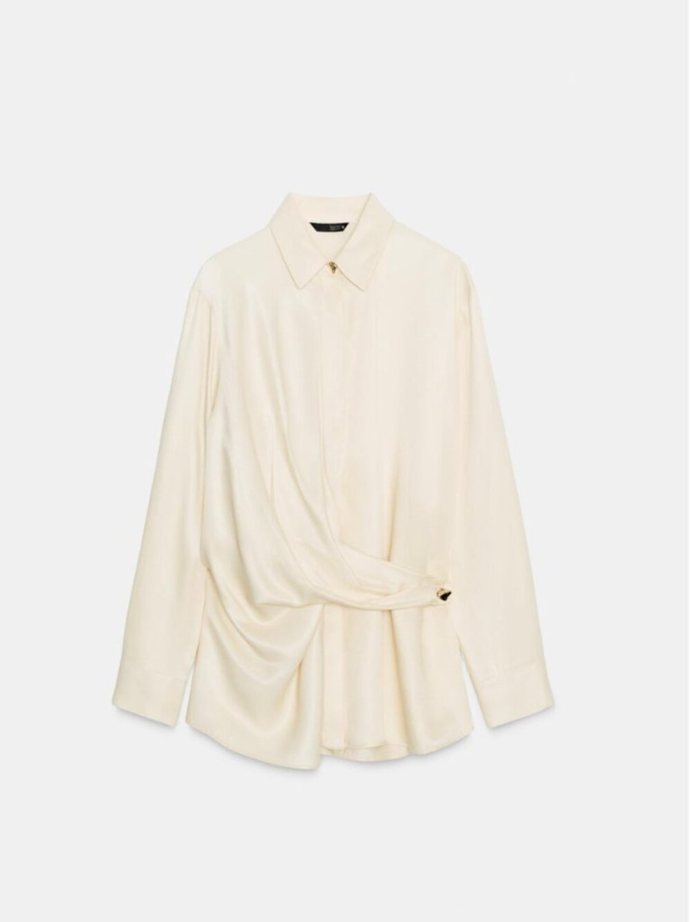 ZARA Satin Crossover Shirt - Ecru / Size S NWT - Picture 6 of 14